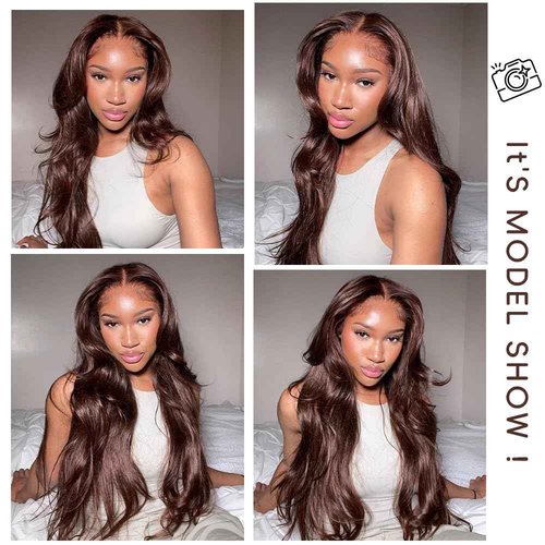 Chocolate Brown Lace Front Wig Human Hair Body Wave Lace Front Wigs Human Hair Pre Plucked 200% Density Frontal Wigs Human Hair 13x4 Brown Wig 30 Inch Lace Frontal Wig