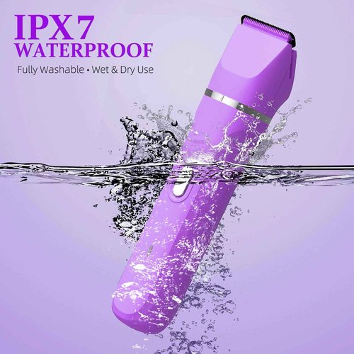 HOHOLE 5-in-1 Bikini Trimmer for Women, IPX7 Waterproof Electric Razors Shaver, Cordless Body Hair Trimmer, Facial & Pubic Hair Removal, Ceramic Blade (Eggplant)