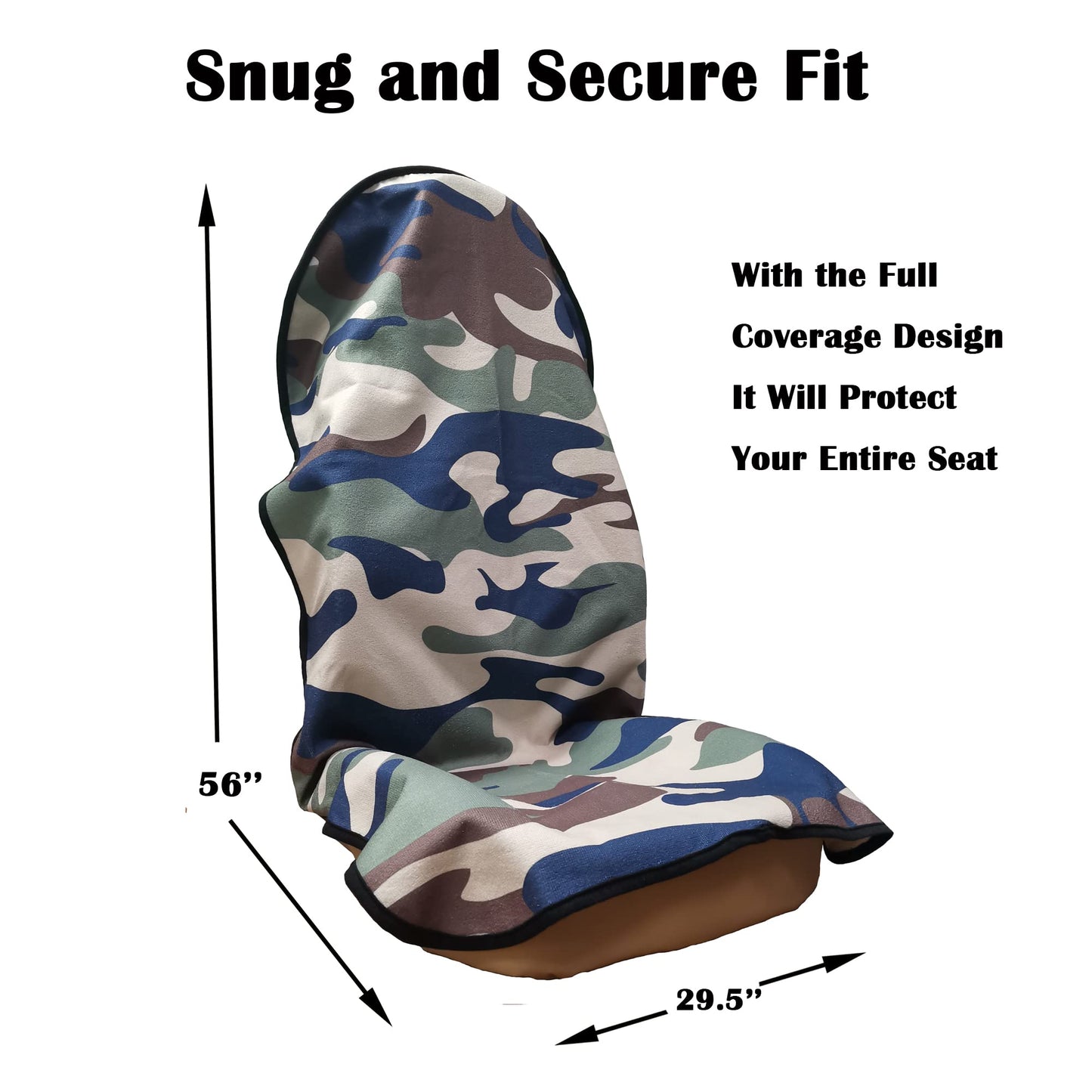 LoyaGour Car Seat Cover Protector Front Seats,for Gym Workout,Running,Swimming,Beach and Hiking,Waterproof Sweat Towel Bucket Seat Covers for Cars SUV Trucks (Camouflage, 1Pcs)