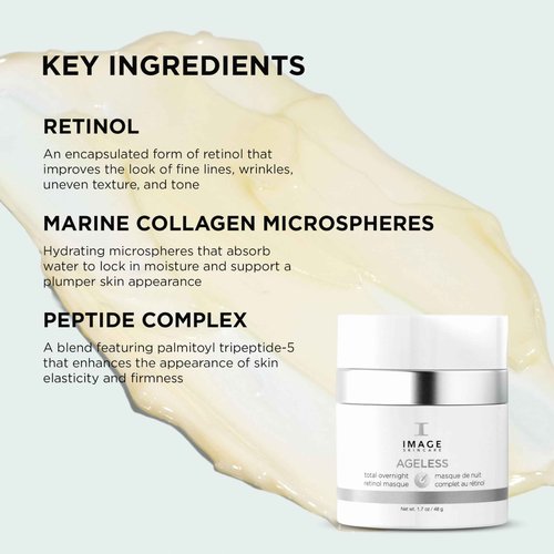 IMAGE Skincare, AGELESS Total Overnight Retinol Masque, Facial Mask for Firming with Marine Collagen and Peptides, 1.7 oz
