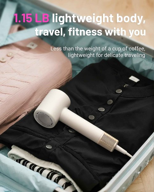 Ionic Hair Dryer with High Speed Brushless Motor, 110000 RPM Fast Drying, Hair Dryer is Suitable for Women, Men, and Kids, Low Noise, Travel Compact Blow Dryer, Storm Grey