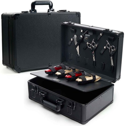 MoyRetty Professional Barber Case Portable Aluminum Organizer for Hair Stylists & Pet Groomers Hairdresser Tool Metal Buckle Box Organizer Traveling Suitcase (Simple)