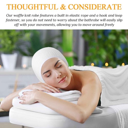 Kinlop 4 Sets Towel Wrap Bath Wrap Towel for Women with Pocket with Facial Spa Headband Set Waffle Spa Robe with Adjustable Closure Elastic Top