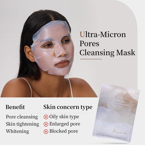 Dazzelslim Face Masks for Women & Men - 12 Facial Masks with Volcanic Mud, Hyaluronic Acid, Sea Buckthorn Oil, EGF & Tranexamic Acid for Cleanses, Hydrates & Brightens, Fragrance-Free, Made in Taiwan