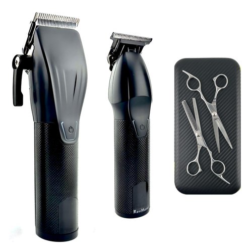 RevMont Multi-Speed Clipper Set, Gear Shifting, 20-Piece Grooming Kit for Men, T-Blade Plus King Clipper, Rechargeable Hair Trimmers, Metal Grip, Carbon Steel Blades, All-in-one Barber Set