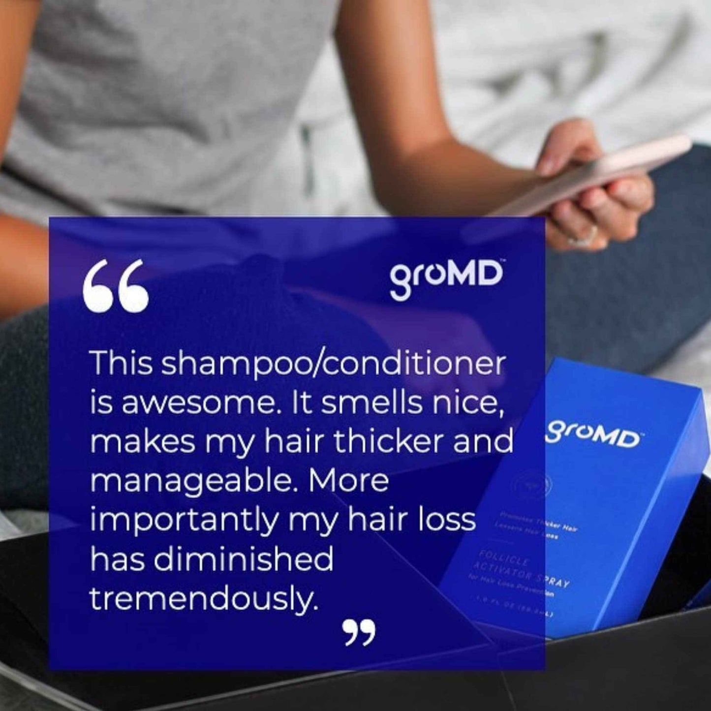 GroMD Hair Loss Serum, Hair Growth Treatment, Regrowth, Follicle Activator Spray, Argan Oil, Biotin & Caffeine, Thickening, Doctor Developed, DHT Blocking Ingredients, 60 Day Supply