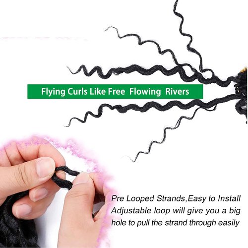 Faux Locs 22 Inch Goddess Locs Ombre Grey Gray Crochet Hair for Women, 6 Packs Pre Looped Crochet Braids with Curly Ends, Boho Hippie Synthetic Hair Extensions, 1b/grey