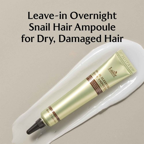LADOR Snail Sleeping Hair Ampoule Serum - Intensive Overnight Leave-In Mask - Treatment for Frizzy Dry Damaged Thinning Hair Korean Haircare