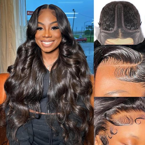 VIPbeauty Body Wave Human Hair 13x6x1 T-Part Ear-to-Ear Lace Front Wig Pre-Plucked with Baby Hair Natural Hairline 20 Inch 150% Density Glueless Natural Color Wig for Black Women
