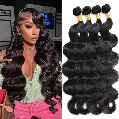 Bundles Human Hair Body Wave 18 20 22 24 Inch Human Hair Bundles Quick Weave 100% Unprocessed Brazilian Virgin Hair for Black Women