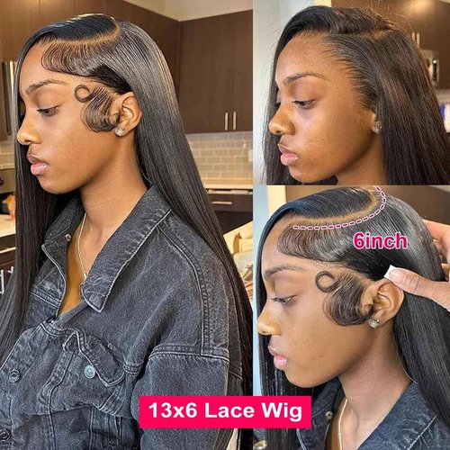 Nawpum 26 Inch 13x6 Lace Front Human Hair Wigs 180 Density Pre Plucked Straight HD Lace Wigs Human Hair 13x6 Straight Lace Frontal Wigs Human Hair Wigs for Women Glueless Wig