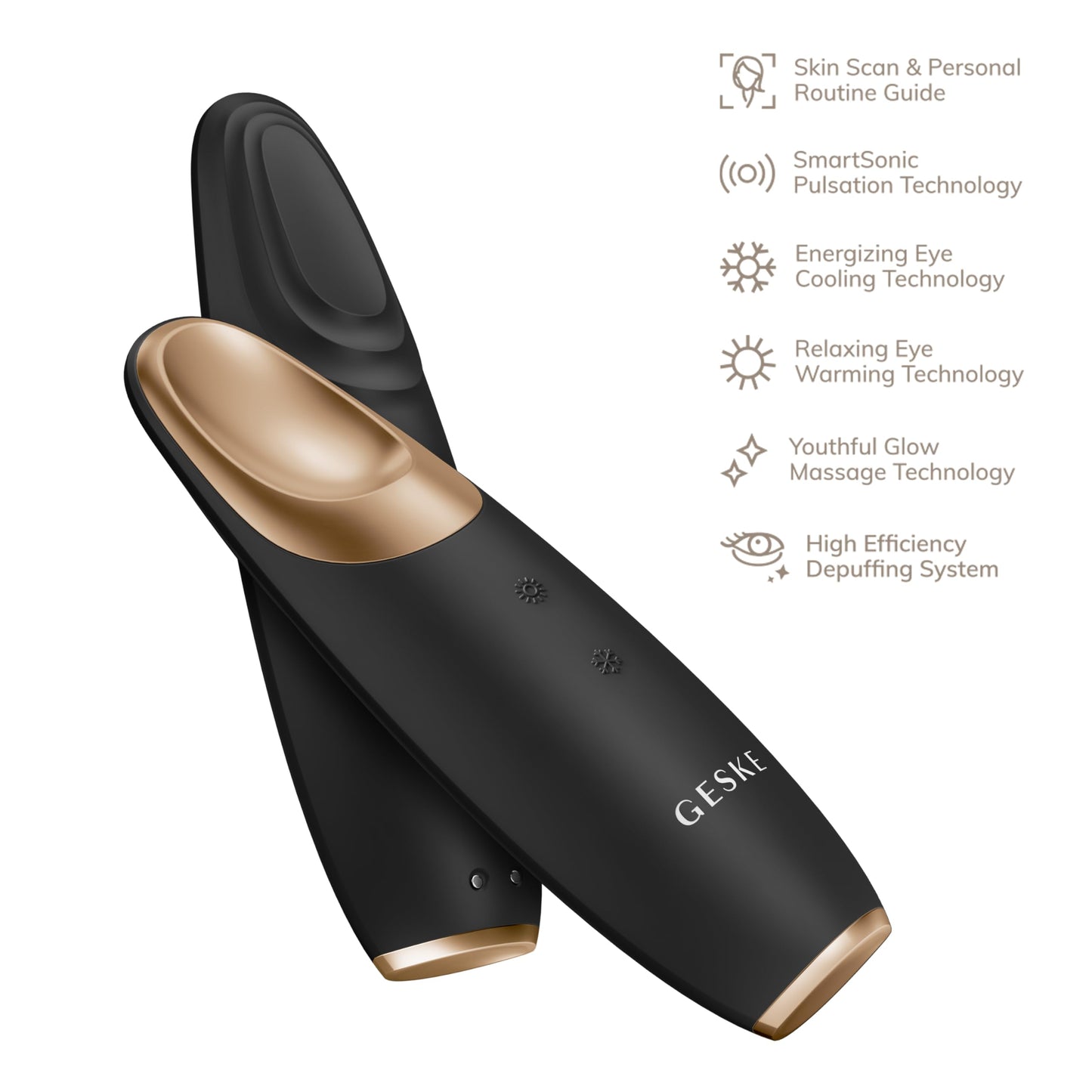 GESKE SmartAppGuided™ Warm & Cool Eye Energizer | 6 in 1 | Heated Eye Massager | Combat Dark Circles & Under-Eye Bags | Refresh Droopy Eyelids | Anti-Stress & Relaxation | Sonic Massaging