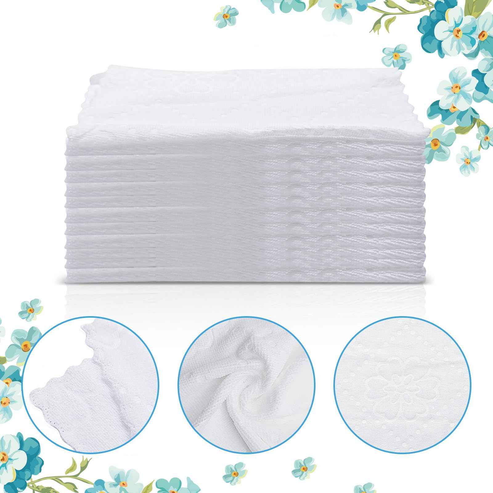150 Pcs Moist Towel Bulk Moist Towelettes Individually Wrapped,White Towel Services 8.5''x8.5'' Unscented Wet Hand Towels,Disposable Refreshment Pre Moistened Towels for Travel Camping Sport Spa Party