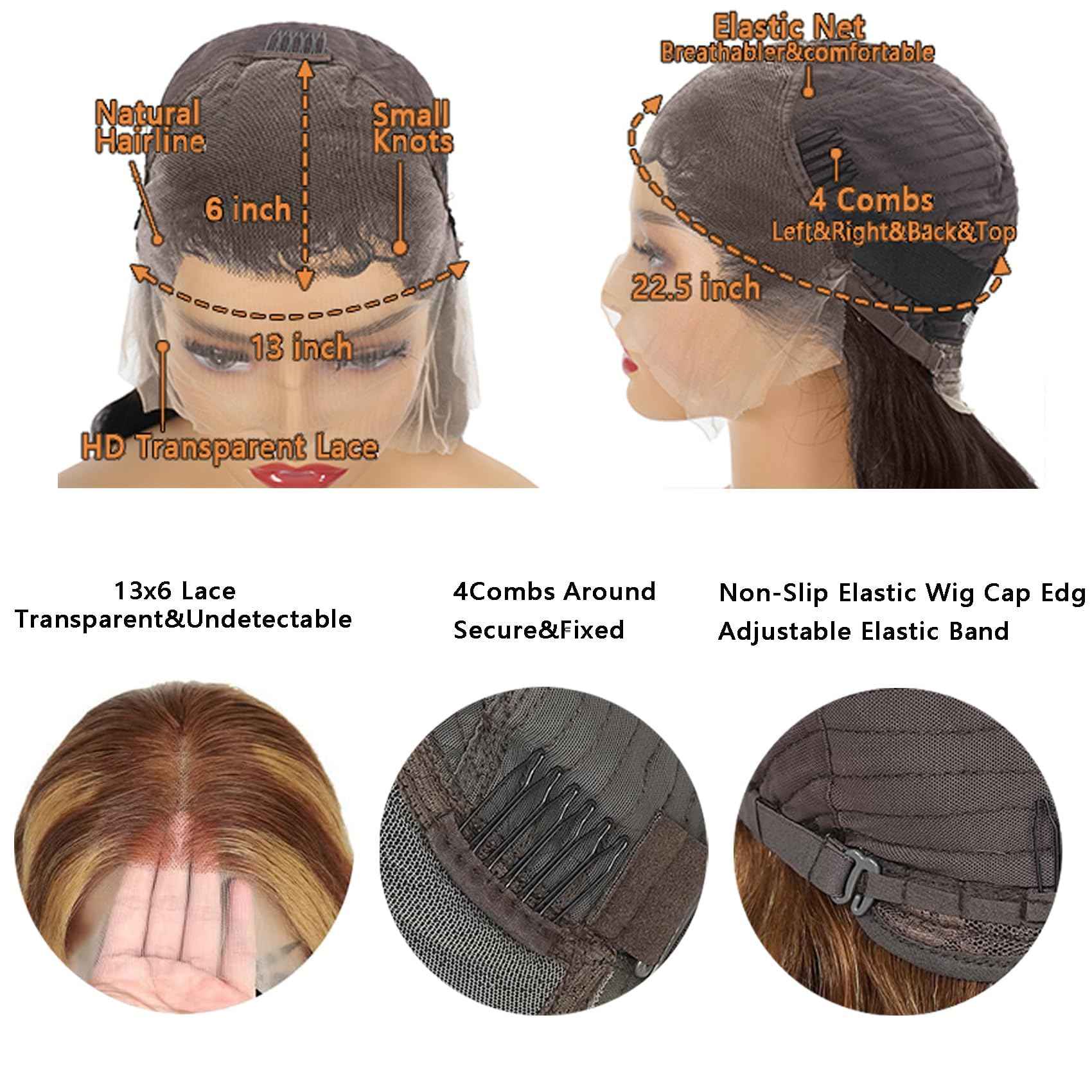 Honey Blonde Ombre Lace Front Wig Human Hair 4/27 Colored Body Wave 13x6 HD Lace Front Wigs Human Hair Pre Plucked with Baby Hair Frontal Wigs for Women 180% Density 22 Inch