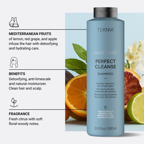 LAKMÉ Teknia Perfect Cleanse Shampoo, Clarifying Shampoo for Build Up, Deep Clean for Scalp and Hair, 33.8 Fl Oz