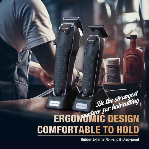 Professional Hair Clippers for Men - Detachable Blade with Power Compensator Motor - Cordless Hair Trimmer Set for Barbers with Charging Base - Premium Hair Clipper Kit - Gift for Men