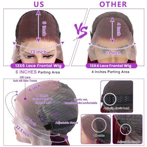 HaEver 30 Inch 99J Burgundy Lace Front Wigs Human Hair Pre Plucked 200% Density Body Wave Lace Front Wigs Human Hair Red Wig HD Transparent Full Frontal 13x6 Glueless Colored Natural Wig For Woman
