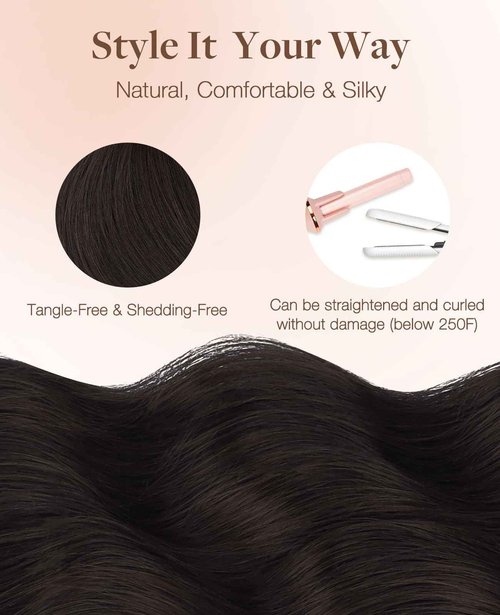 GOO GOO Invisi edge Tape in Hair Extensions Human Hair, 2 Dark Brown 20pcs 20inch 50g, Virgin Human Hair Tape ins, Seamless Injected Tape in Hair Extensions