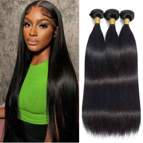 Straight 3 Bundles Human Hair 300g/Pack 16 18 20 Inch 12A Unprocessed Black Soft Double Weft Quick Wave Extensions for Women