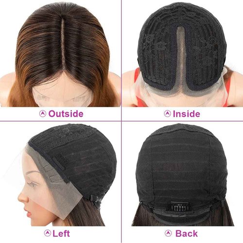 Spotlight Ombre Brown 13x4x1 Straight Lace Front Wigs Human Hair 20 Inch T-Part HD Lace Front Wigs for Black Women 100% Brazilian Virgin Human Hair Wigs 150% Density TT1B/30 Color