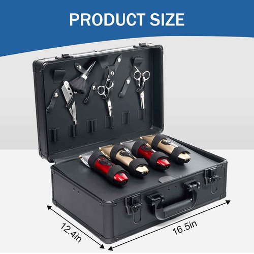 MoyRetty Professional Barber Case Portable Aluminum Organizer for Hair Stylists & Pet Groomers Hairdresser Tool Metal Buckle Box Organizer Traveling Suitcase (Simple)