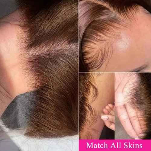 FQ Chocolate Brown #2 Lace Front Wig Water Wave 5x5 HD Lace Closure Wigs for Black Women Human Hair 180% Density Colored Lace Front Wigs Human Hair 22 inch(Chocolate Reddish Brown 5x5 Wigs)