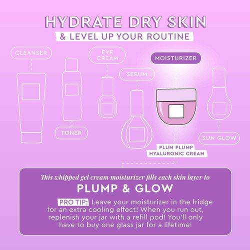 Glow Recipe Plum Plump Hyaluronic Acid Face Cream (50 ml) + Mini Travel Size (20 ml) - Daily Hydrating Skin Moisturizer to Plump, Balance, and Brighten Skin - Vegan Whipped Gel for a Daily, Dewy Glow