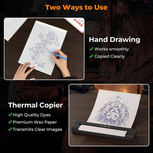 MUNBYN Tattoo Stencil Printer ITP06 and Tattoo Transfer Paper 50