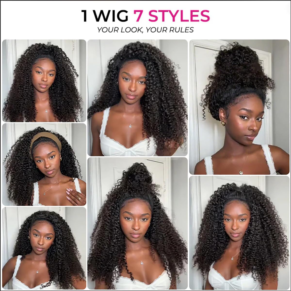 Half Wig Human Hair 3 In 1 Special Curly Half Wigs for Black Women 200% Density Wear and Go Glueless Wig Drawstring Ponytail Seamless Flip Over No Lace Headband Wig Beginner Friendly 16 Inch