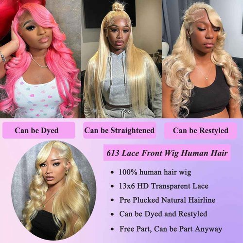 NIHAOWIG 26 Inch 613 Lace Front Wig Human Hair 200 Density Blonde Wig Human Hair Body Wave 13x6 HD Lace Front Wigs Human Hair Pre Plucked 613 Lace Frontal Wig for Women