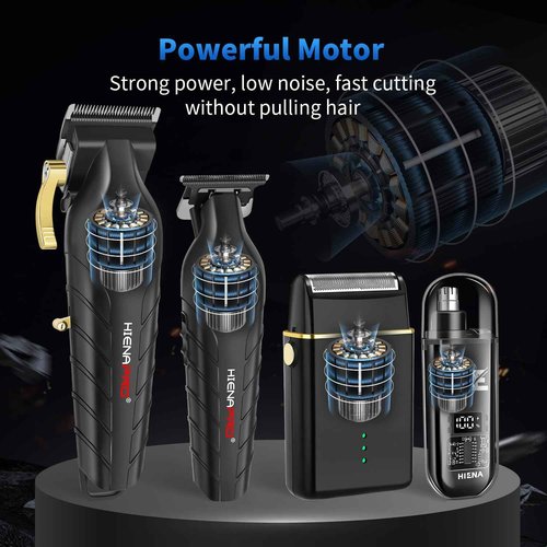 HIENA PRO Professional Cordless Hair Clipper for Men, Beard Trimmers, Electric Foil Shavers and Nose Hair Trimmer Set, Rechargeable Barber Clipper and Hair Cutting Grooming Kit