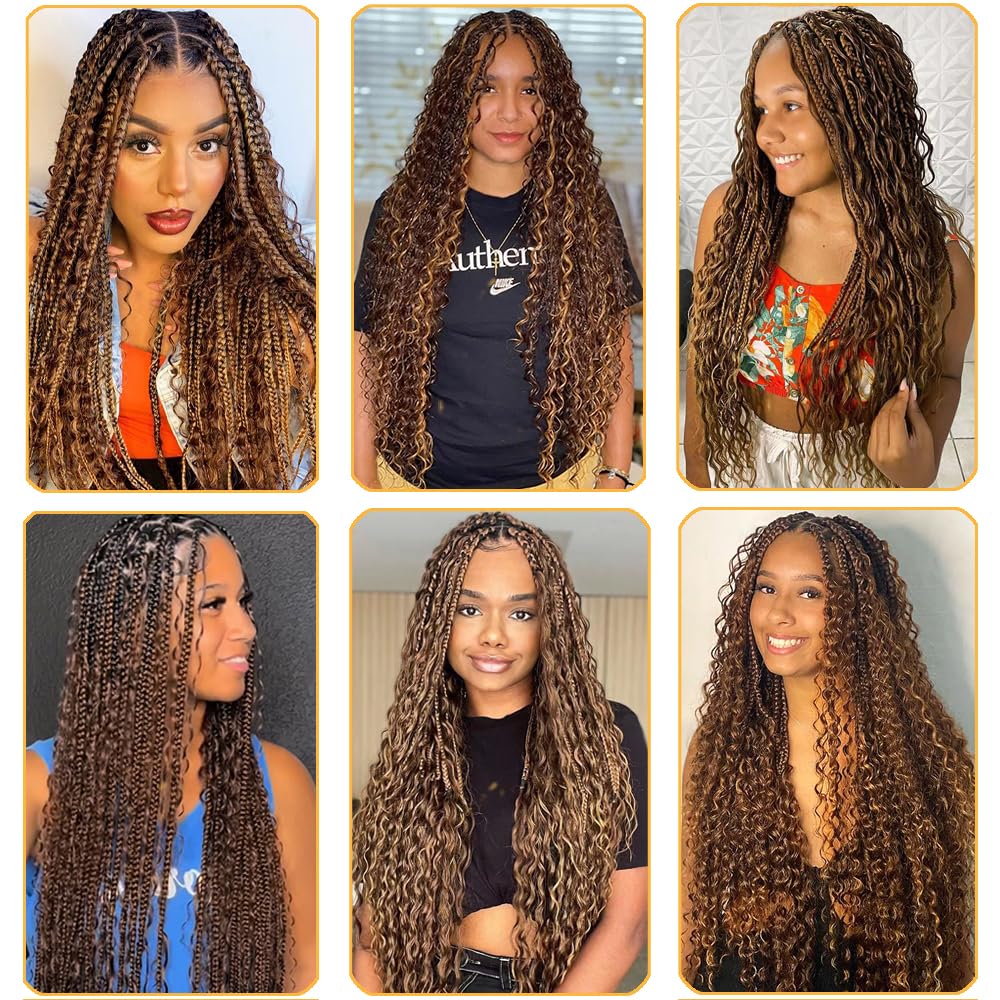 Human Braiding Hair for Boho Knotless Braids Bulk Curly Bundles Human Hair for Micro Braiding Wet and Wavy Water Wave No Weft Human Hair Extension for Box Boho Braids 100g with 2 Bundles 4/27#