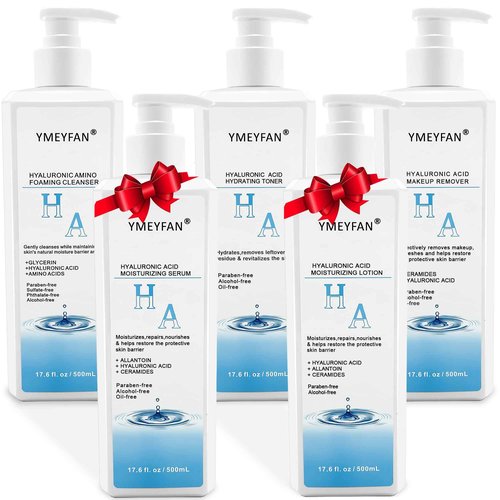 Skincare Set Gift for Women Wife, Large Skin Care Set, Paraben Free, Hyaluronic Acid Facial Kits for Esthetician Supplies Beauty Salon Family(17.6 Fl oz Makeup Remover, Cleanser, Toner, Serum, Lotion)