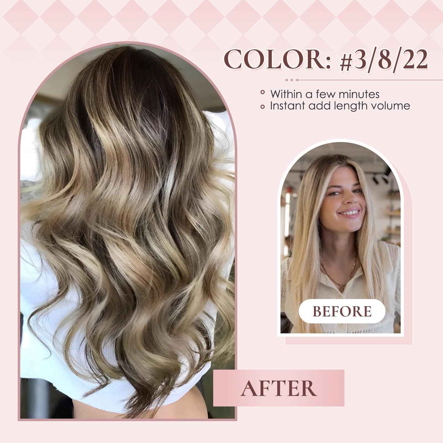 Hyssiet 20 Inch Clip in Real Human Hair Extensions, Balayage Walnut Brown to Ash Brown Mix Light Blonde, Remy Thick Invisible Straight Clip Hair,Seamless, 95 Gram 7 Pieces With 16 Clips