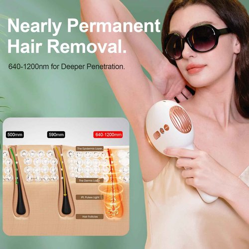 Lovsheme Sapphire Ice Cooling Hair Remove Device, Ice-cooling Device Hair Removal for Nearly Painless, Auto Flashing for Fast Full Body Hair Removal, White