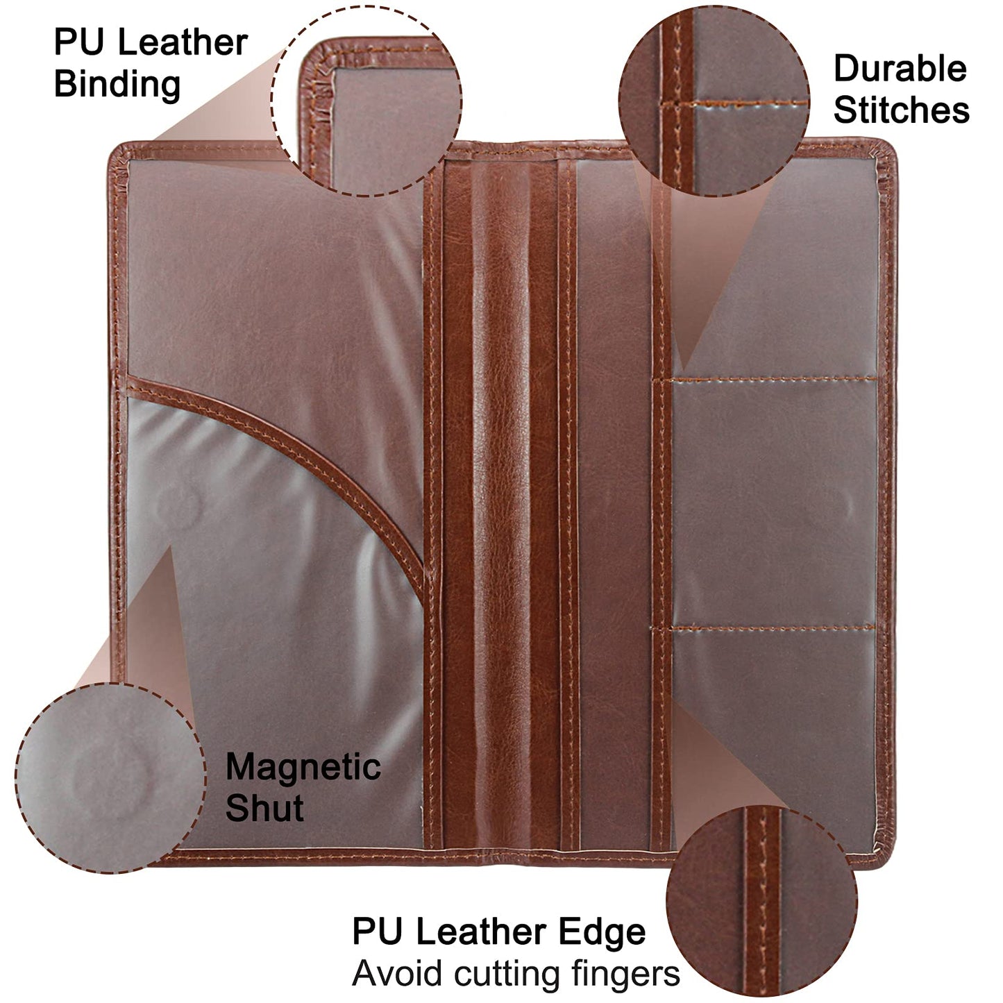 LumiMokki Premium Car Registration & Insurance Card Holder with Magnetic Shut, Vehicle Glove Box Car Organizer - For Documents, Cards, License (Brown)