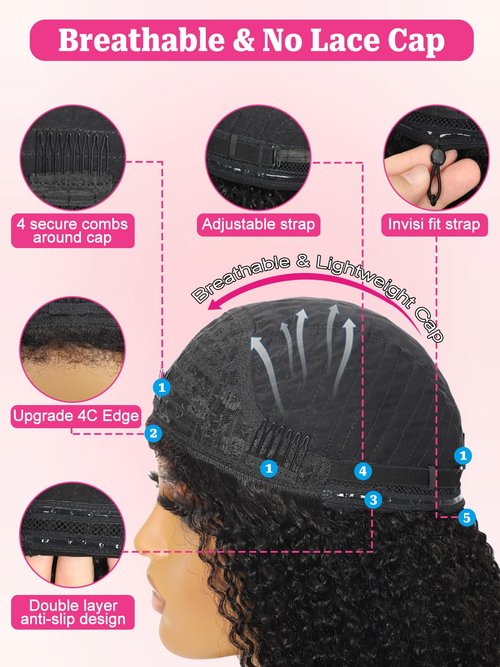 yosly Half Wig Human Hair Water Wave Glueless Wigs Curly Half Wig 3 In 1 Adjustable Drawstring Seamless Flip Over Invisible Hairline Wear Go Beginner Friendly Curly Half Wigs for Women 16 Inch