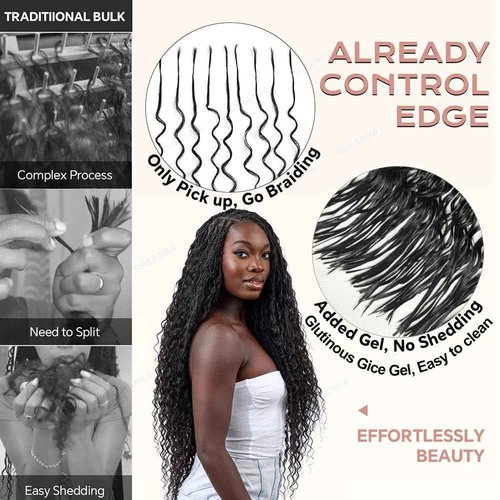 RHEANNA Pre-Divided Curly Bulk Human Hair For Boho Braids Loose Deep Wave Bulk Human Hair For Braiding Double Drawn Extensions (320 Roots)20inch/100g