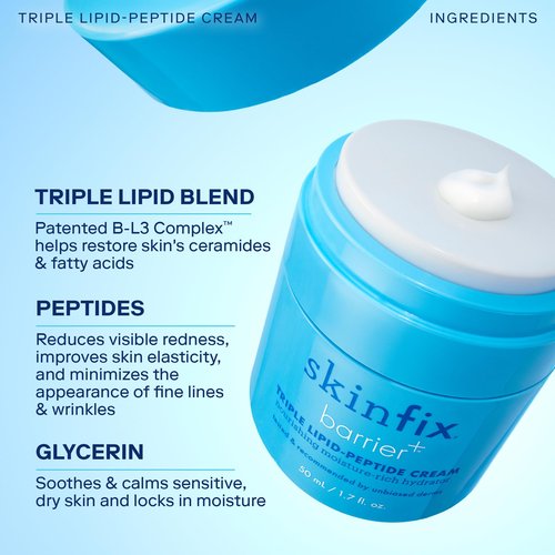 Skinfix Barrier+ Triple Lipid-Peptide Cream (1.7 oz) + Barrier+ Triple Lipid-Boost 360 Eye (0.5 oz) - Non-Comedogenic - Fragrance Free - Vegan, Cruelty Free