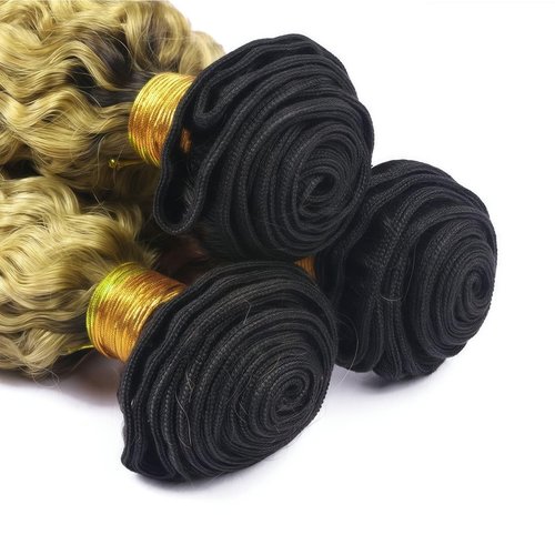 LUMWAV Deep Wave Bundles 20 22 24 Inch 12A Soft And Thick T1B/27 100% Unprocessed Brazilian Remy Curly Human Hair Bundles for Black Women