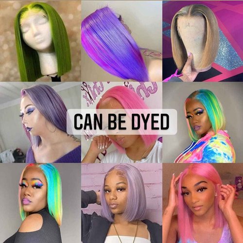 YiXing Transparent Lace Honey Blonde Bob Lace Front Wigs 13x4 Silky Straight Short Bob Wigs Human Hair Glueless Virgin Hair Natural Hairline Pre Plucked 613 Bob Frontal Lace Wig for Women Free Part