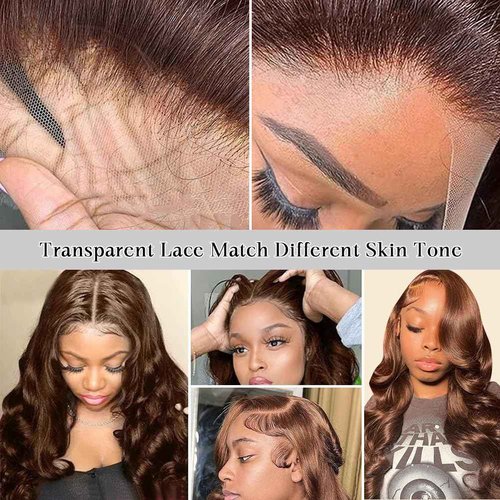 Aoque Chocolate Brown Lace Front Wig Human Hair 30 Inch 200% Density 13x6 Hd Transparent Body Wave Lace Front Brown Wigs Human Hair 4# Glueless Wigs for Women