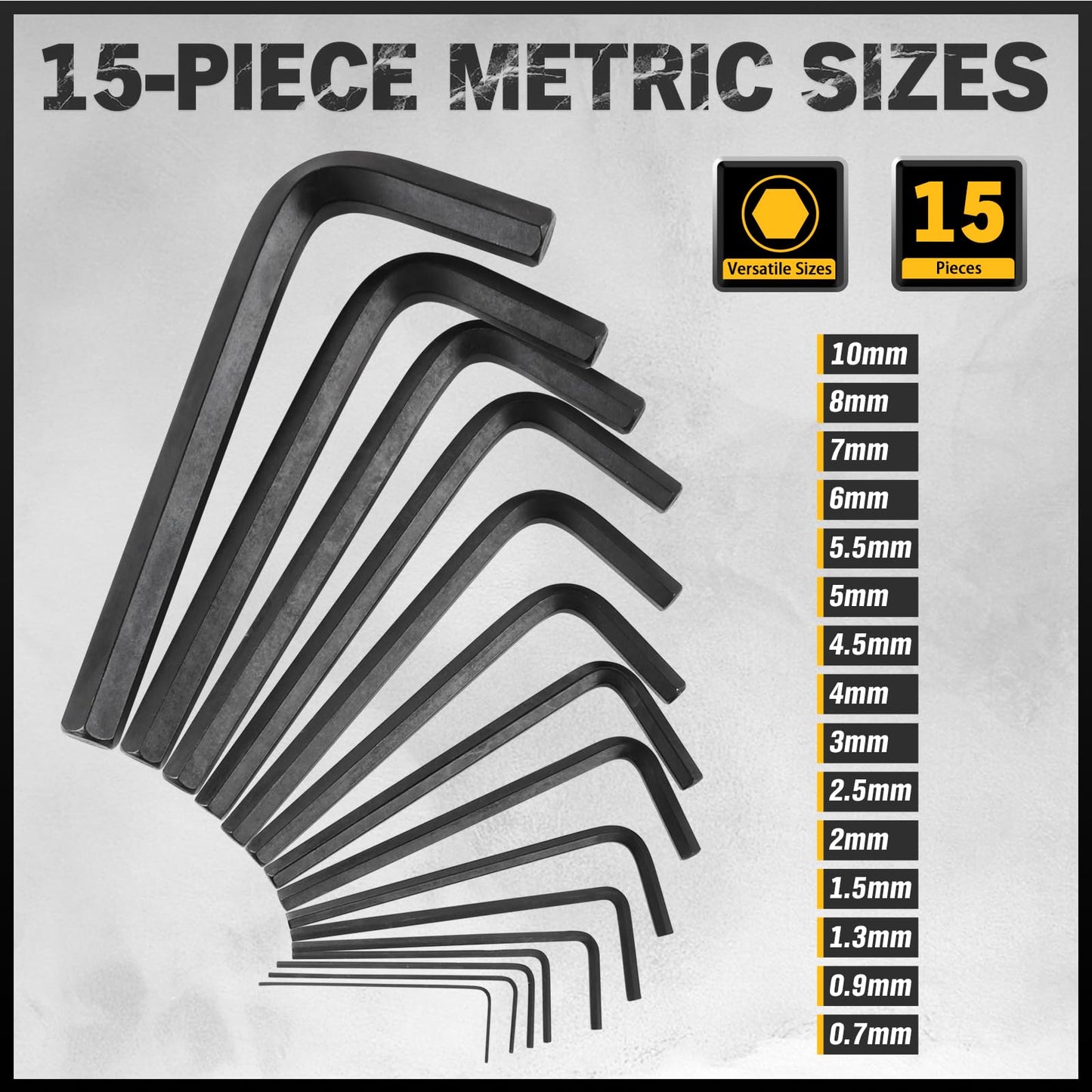 31-Piece Hex Key Set - Allen Wrench Set, SAE and Metric Allen Keys MM(0.7mm-10mm) SAE(0.028"-3/8) Heat-Treated, Torque Handle, High Leverage, Long & Short Keys, Easy Organization