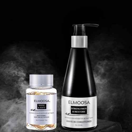 ELMOOSA REPAIR & CARE HAIR ROUTINE For All Hair Types 250ML Leave In Conditioner and Hair Care Oil Capsules Made With Macadamia Ternifolia Seed Oil For Women＆Men