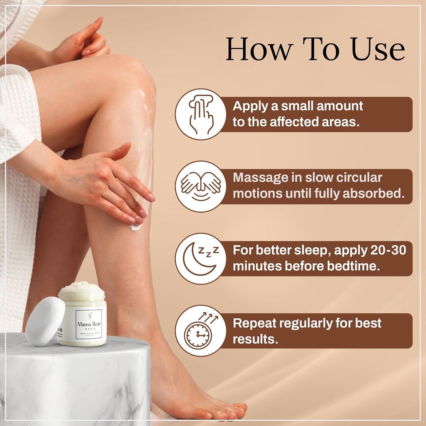 Mama Bear Oasis Lotion - Neuropathy Nerve Therapy & Relief Cream - Maximum Strength Relief Cream for Foot, Hands, Legs, Toes Includes Magnesium, Arnica, Vitamin B6, Aloe Vera, MSM (Pack of 3)