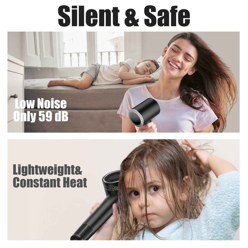 slopehill 110,000 RPM Professional Hair Dryer - 0.8lb Ultra-Lightweight, 2 Billion Ion Technology for 98% Frizz Reduction, AI Smart-Temp Control, Magnetic Attachments for All Hair Types