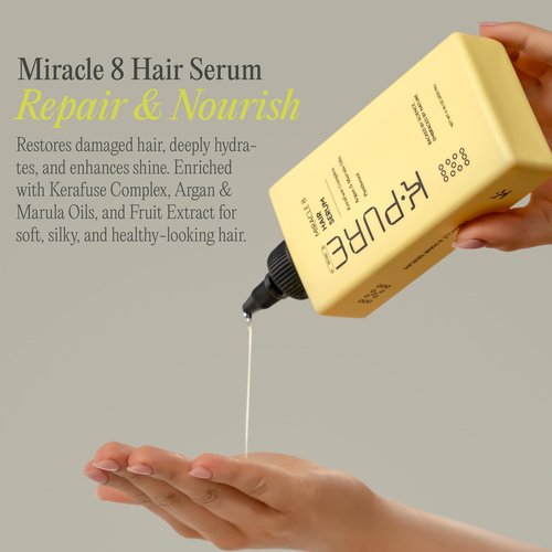 Miracle 8 Keratin Hair Serum by K-Pure, Instant Deep Conditioning Treatment, Sulfate & Paraben Free, Keratin & Argan Oil Growth Formula for Repairing Dry, Damaged Hair, Frizz Control, & Lasting Shine