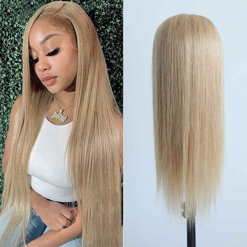 Aprilhair Pre-plucked #27 Honey Blonde 13X4 Lace Front Wigs Straight Glueless 150% Density Brazilian Virgin Human Hair (27 Frontal Wig, 16 INCH)