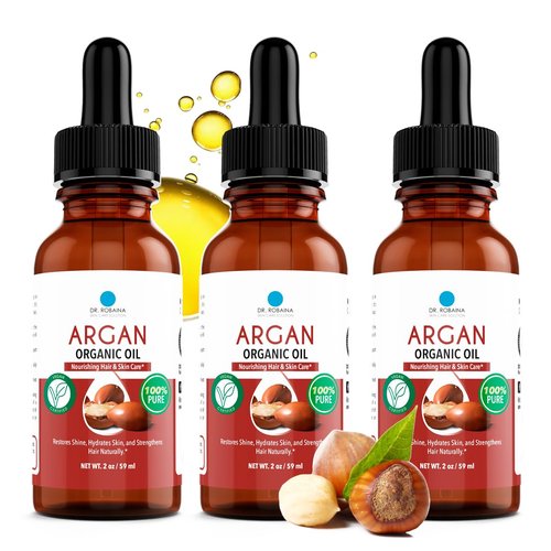 Dr. Robaina Pure Moroccan Argan Oil 2 fl oz – Cold-Pressed, Small-Batch & Nitrogen-Sealed – Fast-Absorbing Hair & Skin Moisturizer, Anti-Frizz Serum, Beard & Nail Treatment – Hexane-Free, Made in USA