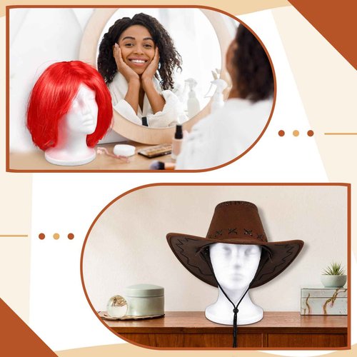 Thyle 10 Pcs Foam Wig Head Bulk Wig Display Mannequin Head Stand Model Foam for Style, Masks, Hats, Wigs, Salon and Travel, Halloween Decoration (Female)
